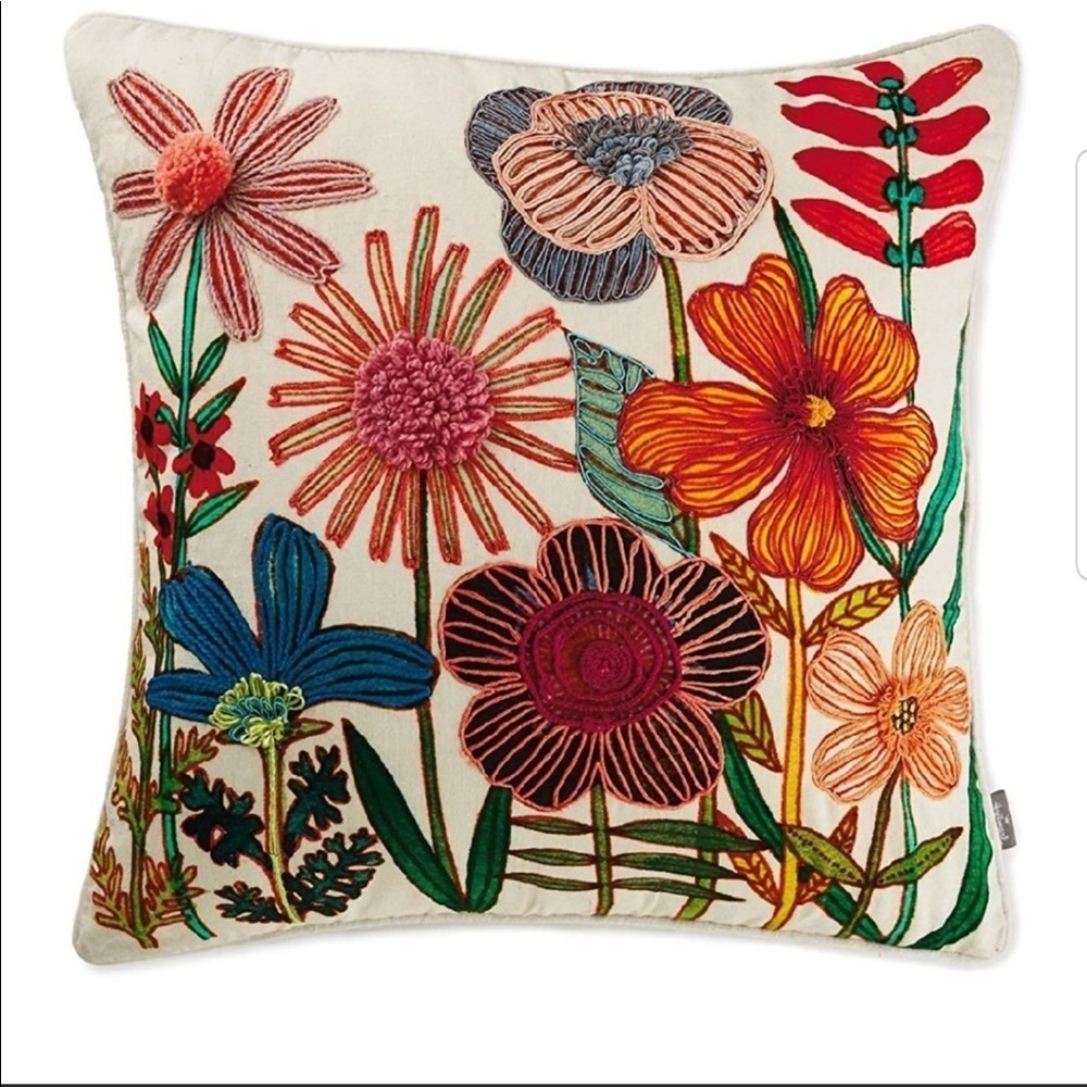 Hallmark 18” Embroidered Flower Pillow - Picture 2 of 4